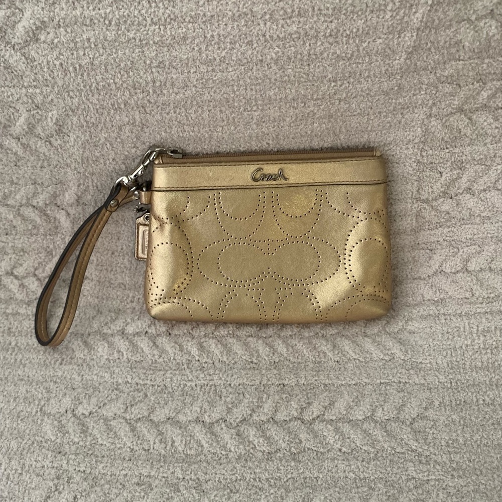 Vintage Coach Gold Wristlet Clutch